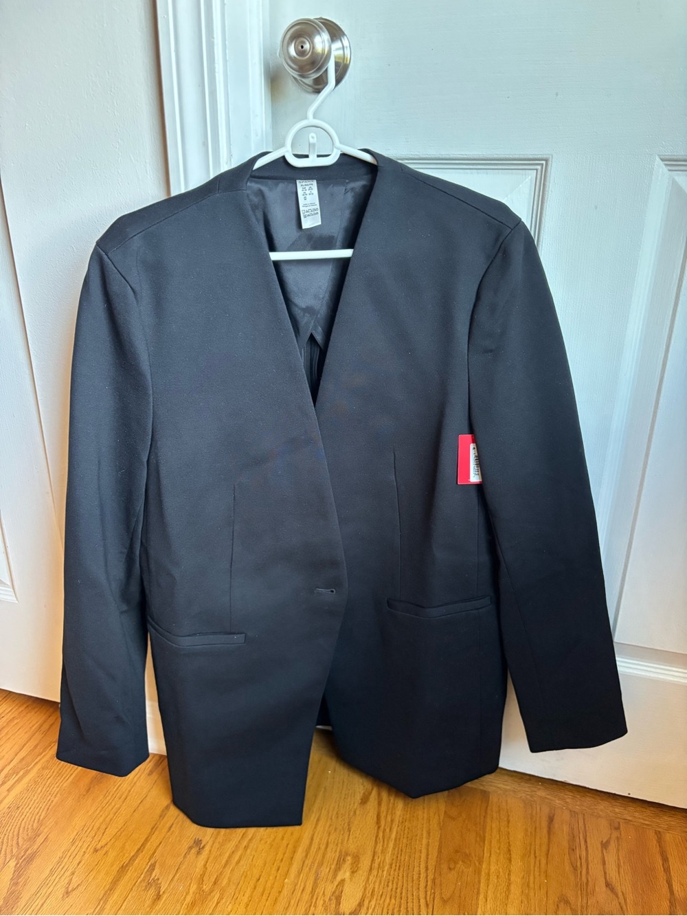 SPANX Black Collarless Tailored Blazer Jacket